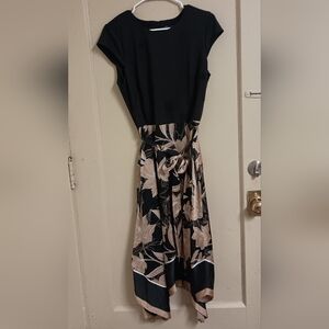 NWT White House Black Market Women's Black & Beige Floral Dress Size 14